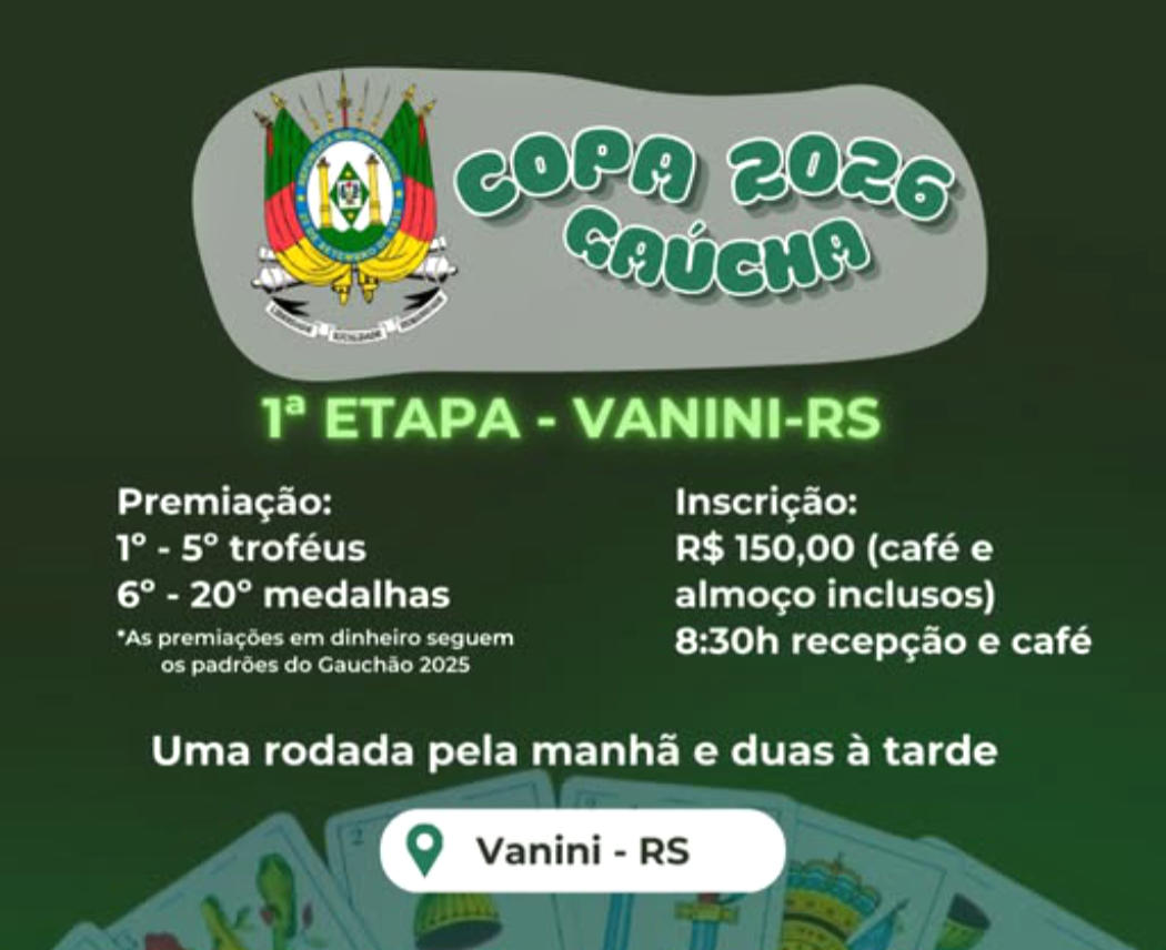 Primeira etapa da Copa Gaúcha de Quatrilho será realizada em Vanini