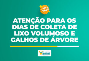 Atenção para os dias de coleta de lixo volumoso e galhos de árvore