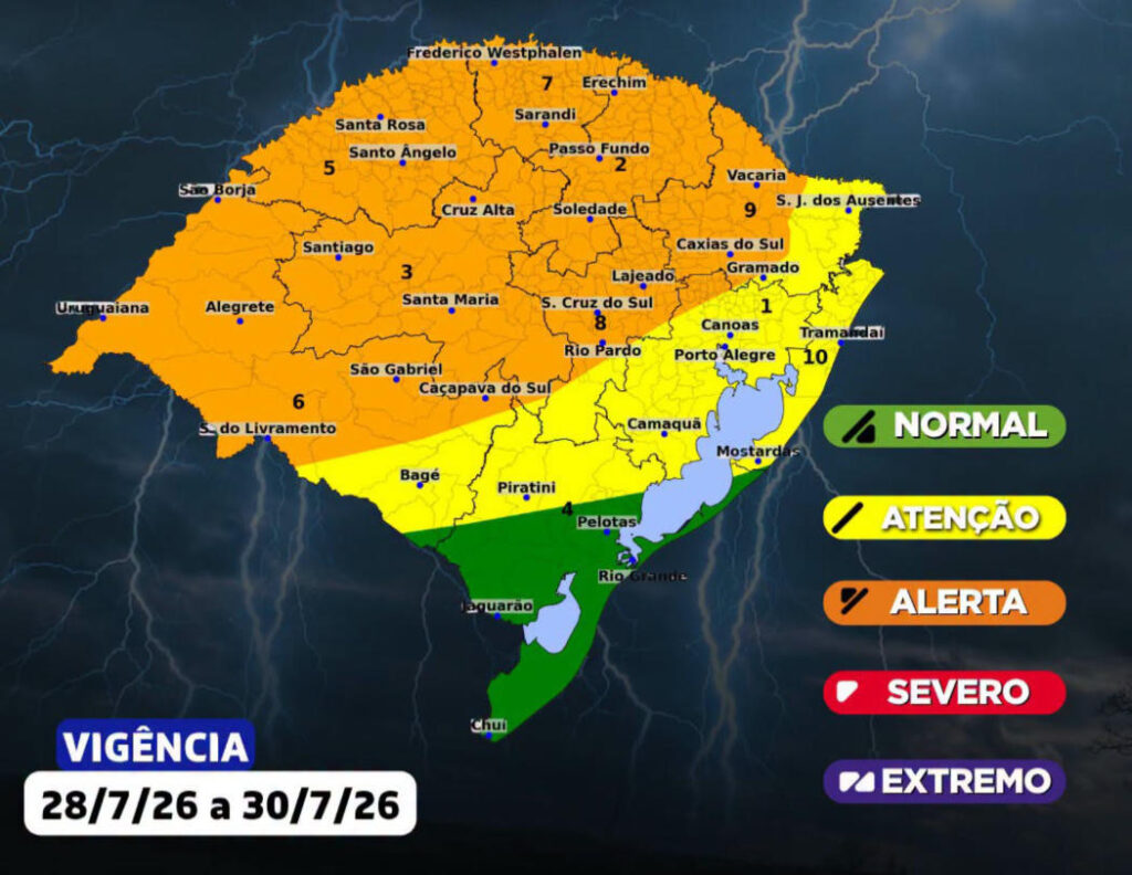 Defesa Civil do Estado atualiza o prognóstico meteorológico para os próximos dias