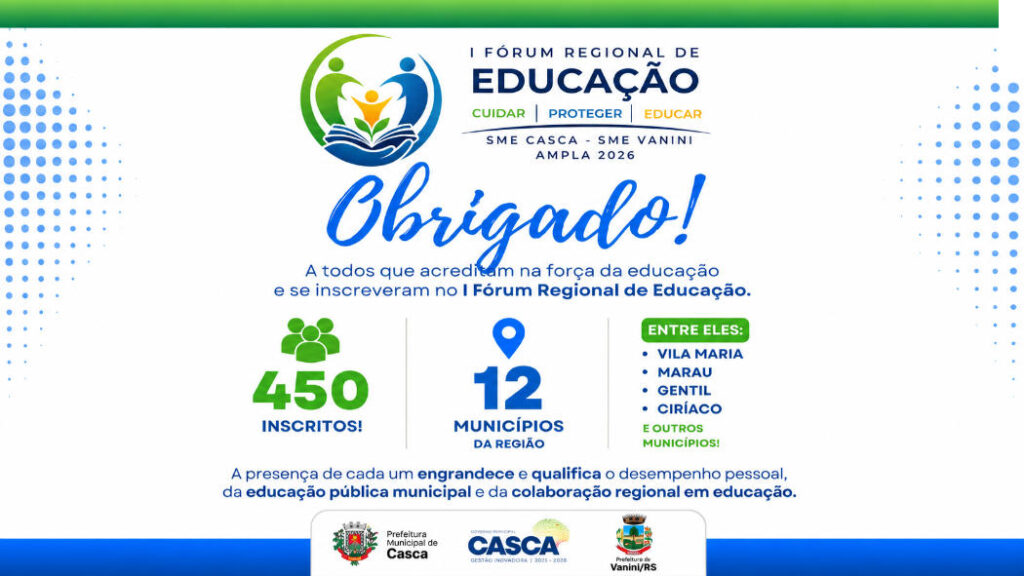 Vanini e Casca promovem I Fórum Regional de Educação nesta sexta-feira