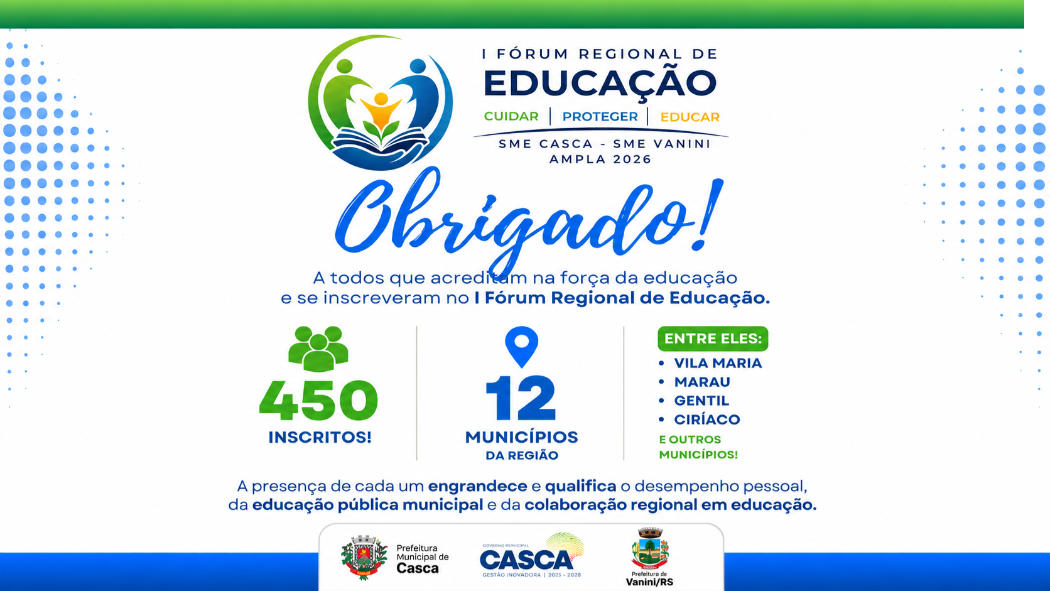 Vanini e Casca promovem I Fórum Regional de Educação nesta sexta-feira