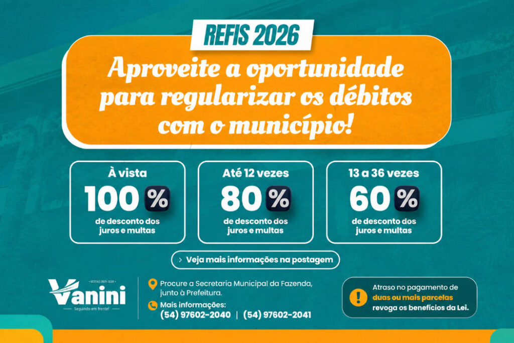 REFIS 2026 oferece descontos em juros e multas para regularização de débitos
