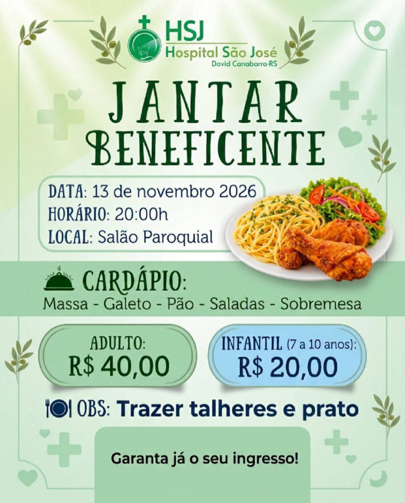 Hospital São José promove jantar beneficente